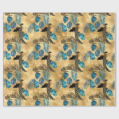 Ontwerp van de blauw- en Gold-leopard-reeks 7 Cadeaupapier (Vlak)