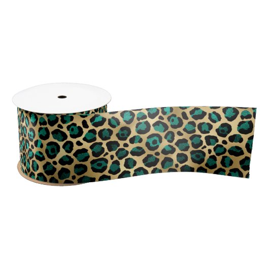 Ontwerp van de blauwgroen en Gold Leopard-reeks 14 Lint (Spoel)