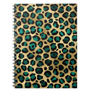 Ontwerp van de blauwgroen en Gold Leopard-reeks 14 Notitieboek