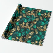 Ontwerp van de blauwgroen en Gold Leopard-reeks 7 Cadeaupapier (Uitgerold)