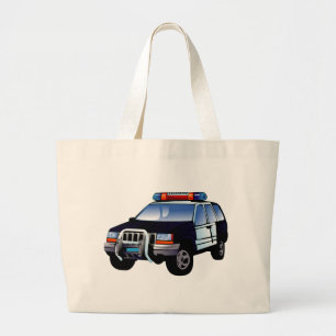 Ontwerp van de Cartoon van de politieauto van de s Grote Tote Bag