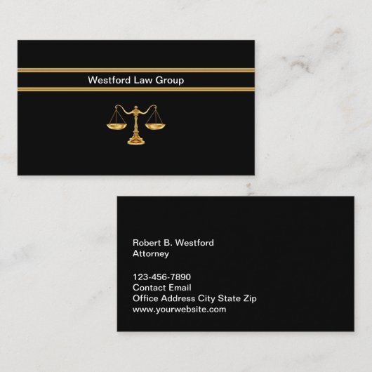 Ontwerp van de Classy Law Kantoor Attorney Visitek Visitekaartje (Voorkant / Achterkant)