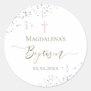 ontwerp van de confetti glitter Baptisme Ronde Sticker