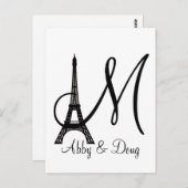 Ontwerp van de Eiffeltower voor DIY Monogram Briefkaart (Voorkant / Achterkant)