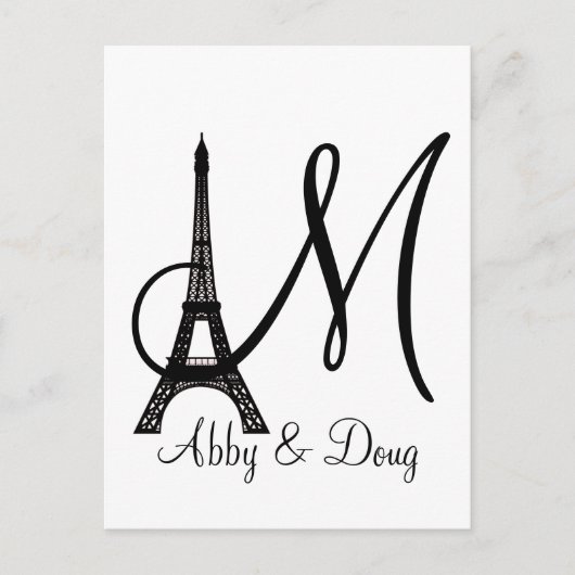 Ontwerp van de Eiffeltower voor DIY Monogram Briefkaart (Voorkant)