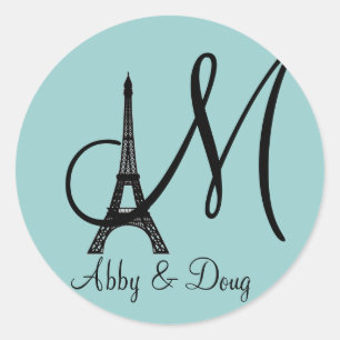 Ontwerp van de Eiffeltower voor DIY Monogram Ronde Sticker