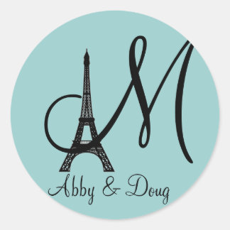 Ontwerp van de Eiffeltower voor DIY Monogram Ronde Sticker