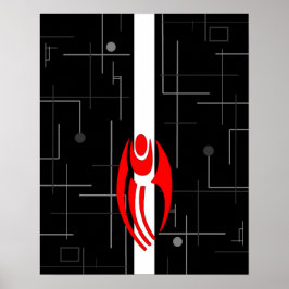 Ontwerp van de geabstraheerde vloer van de AI Cybo Poster