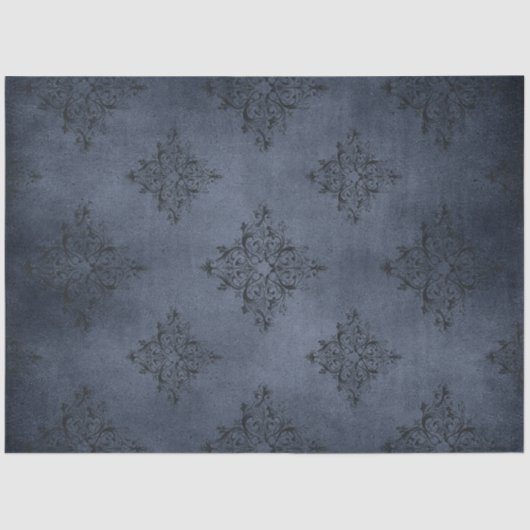 Ontwerp van de Gothic Blue Damask-reeks 8 Tissuepapier (Voorkant)