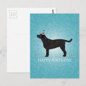 Ontwerp van de Happy Birthday-kaart voor zwart lab Briefkaart (Voorkant / Achterkant)