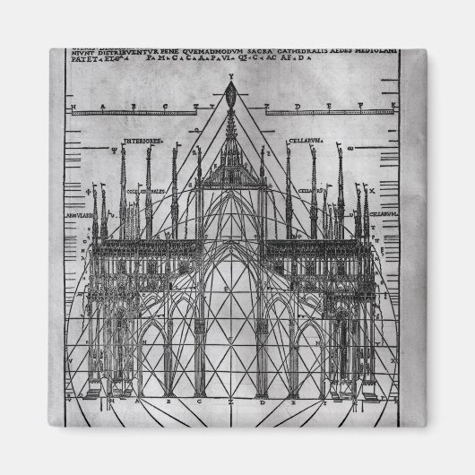 Ontwerp van de kathedraal van Milaan Magneet (Voorkant)