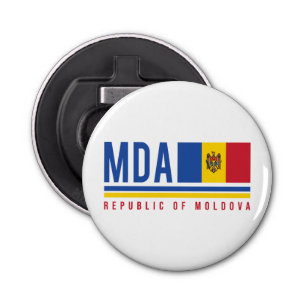 Ontwerp van de Moldavië-vlag en ISO-code Button Flesopener