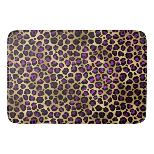 Ontwerp van de Paarse en Gold Leopard-reeks 4 Badmat (Voorkant)