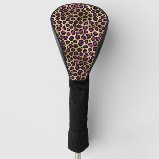 Ontwerp van de Paarse en Gold Leopard-reeks 4 Golfheadcover (Voorkant)