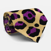 Ontwerp van de Paarse en Gold Leopard-reeks 4 Stropdas (Opgerold)
