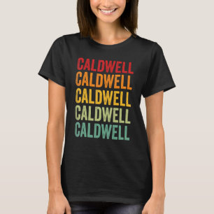 Ontwerp van de Rainbow-tekst van Caldwell County K T-shirt