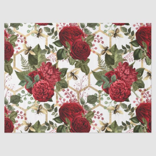 Ontwerp van de Red Rose Bee-reeks 48 Tissuepapier (Voorkant)