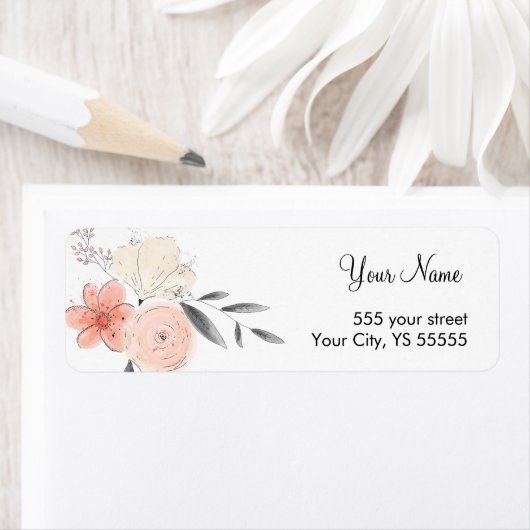 Ontwerp van de roze en Blush Flower Waterverf Etiket (Insitu)