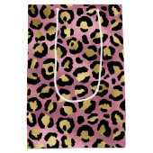 Ontwerp van de Roze en Gold Leopard-reeks 15 Medium Cadeauzakje (Achterkant)