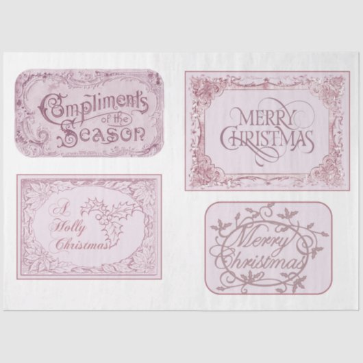 Ontwerp van de roze waterkleurige kerstserie 10 tissuepapier (Voorkant)