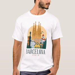 Ontwerp van de skyline van de stad Barcelona T-shirt