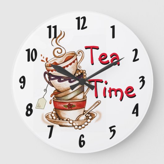 Ontwerp van de Tea Time Clock Grote Klok (Voorkant)