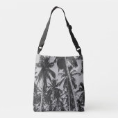 Ontwerp van de tropische palmboom in zwart en grij crossbody tas (Achterkant)