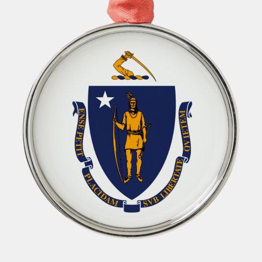 Ontwerp van de vlag van Massachusetts Metalen Ornament (Voorkant)