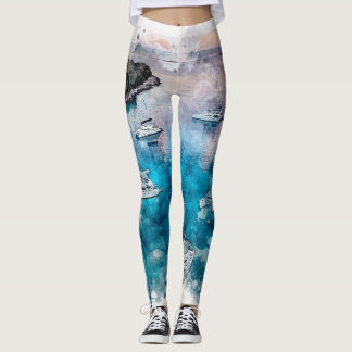 Ontwerp van de waterverf door Le Caviar Catamaran  Leggings
