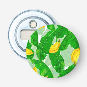 Ontwerp van de waterverf van bananen en bladeren button flesopener