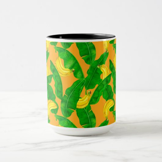 Ontwerp van de waterverf van bananen en bladeren mok (Midden)