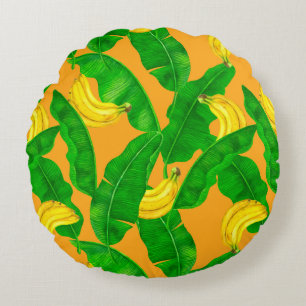 Ontwerp van de waterverf van bananen en bladeren rond kussen