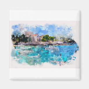Ontwerp van de waterverf van Le Caviar Hvar Kroati Magneet