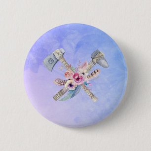 Ontwerp van de Waterverf van Tomahawk Feathers en Ronde Button 5,7 Cm