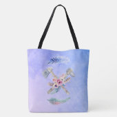 Ontwerp van de Waterverf van Tomahawk Feathers en  Tote Bag (Achterkant)