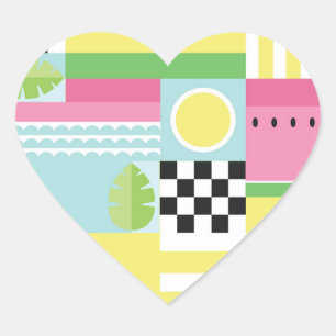 Ontwerp van de zomervrucht, kleurrijk mozaïek hart sticker
