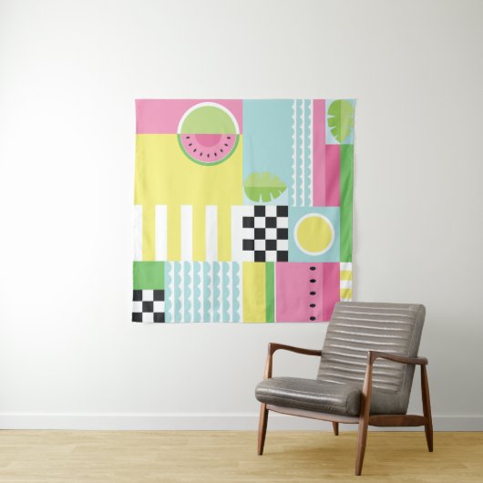 Ontwerp van de zomervrucht, kleurrijk mozaïek wandkleed (In Situ (horizontaal))