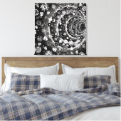 Ontwerp van de zwarte en witte florale tunnel canvas afdruk (Insitu (Slaapkamer))