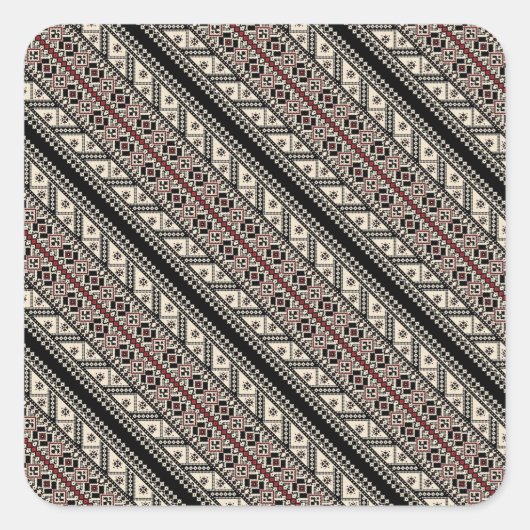 Ontwerp van decoratieve oekraïense patronen vierkante sticker (Voorkant)