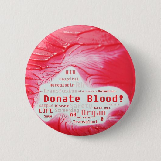Ontwerp van donorbloed ronde button 5,7 cm (Voorkant)
