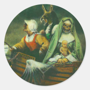 Ontwerp van drie heks ronde sticker