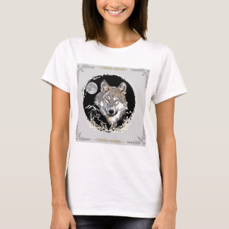 Ontwerp van een eenzame grijze wolf op T-shirt