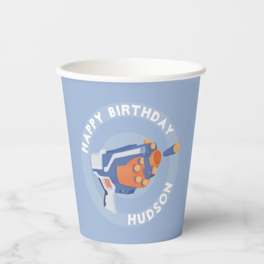 Ontwerp van een pistool met schuimdart papieren bekers (Voorkant)