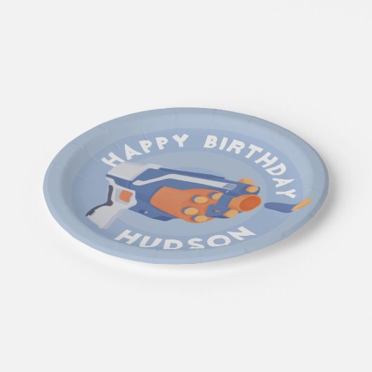 Ontwerp van een pistool met schuimdart papieren bordje (Gekanteld)