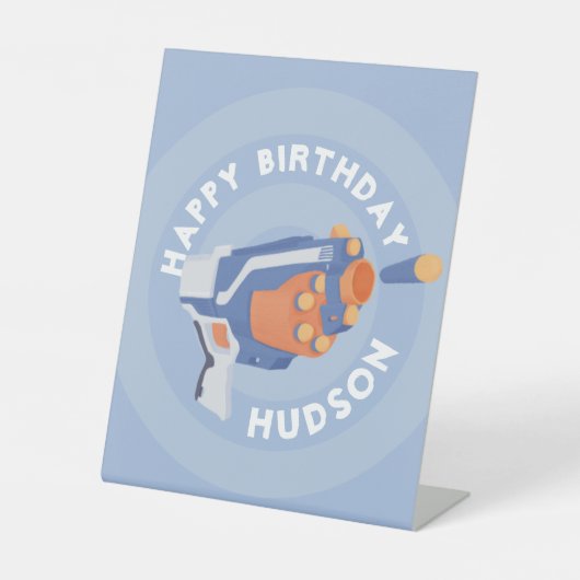 Ontwerp van een pistool met schuimdart reclamebord met voetstuk (Voorkant)