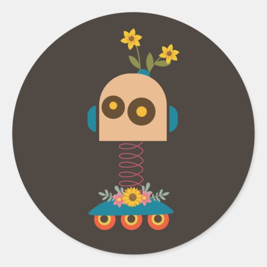 Ontwerp van een robot voor kinderen ronde sticker (Voorkant)