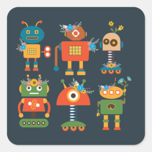 Ontwerp van een robot voor kinderen vierkante sticker