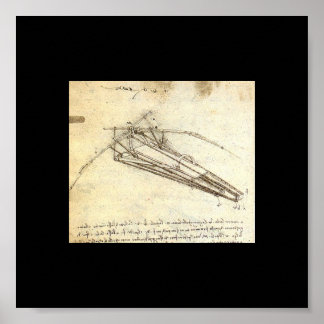 Ontwerp van een vliegmachine door Leonardo Da Vinc Poster