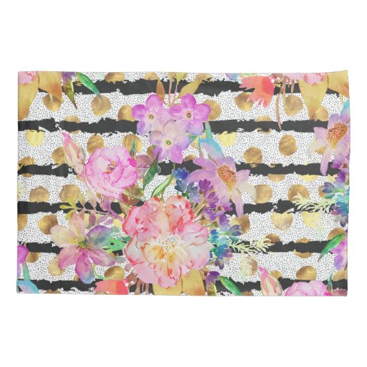 Ontwerp van elastische veerbloemen en -strepen kussensloop (Achterkant)