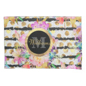 Ontwerp van elastische veerbloemen en -strepen kussensloop (Voorkant)